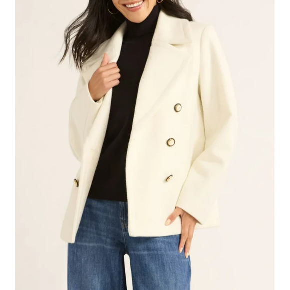 Free Assembly Womens Double Breasted Peacoat Vanilla Dream Size XS (0-2) - Picture 6 of 6